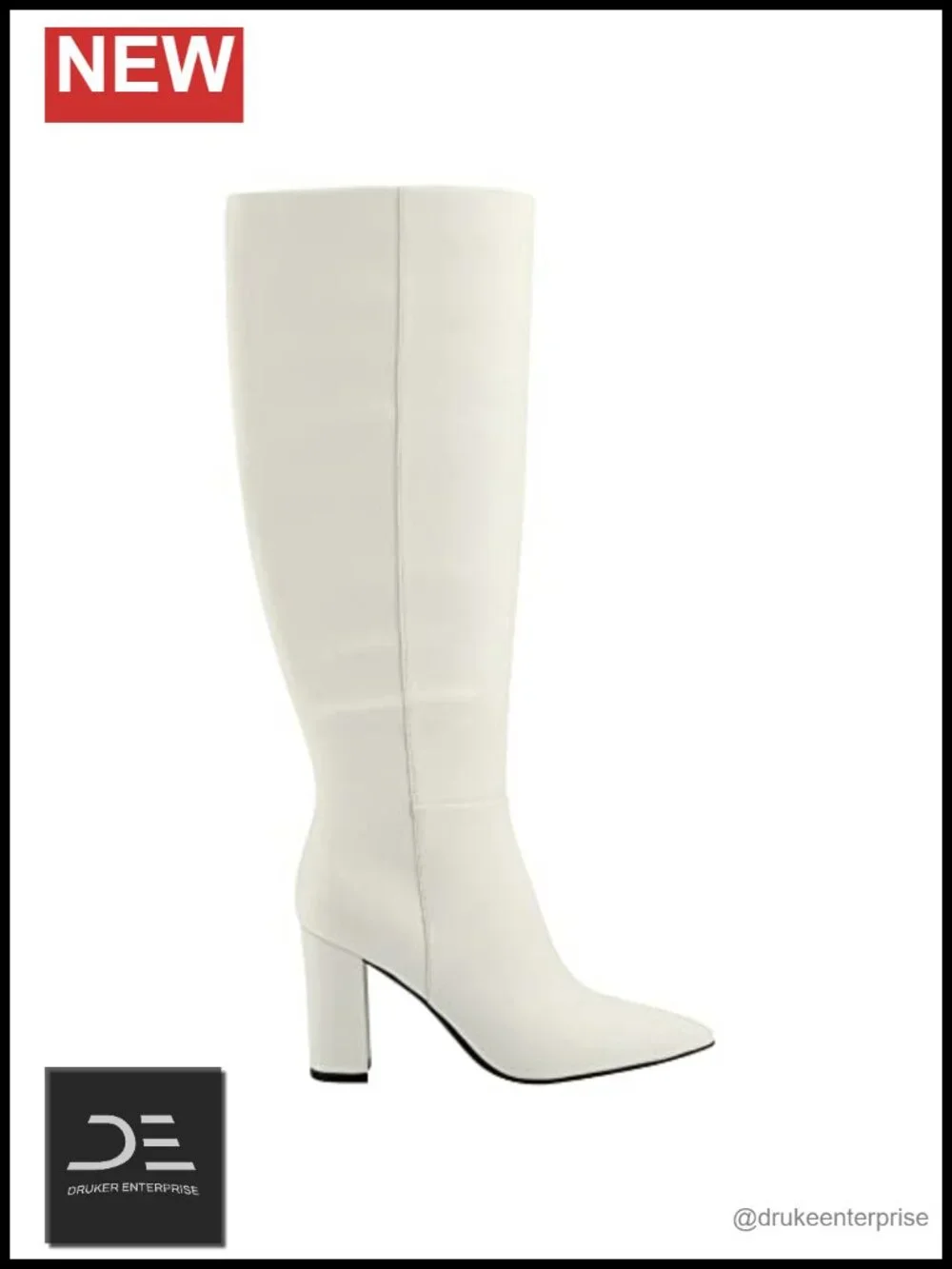 Marc Fisher Groovey Knee-High Snow Boots Faux Leather Block Heel Pull-On